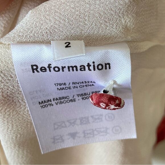 Reformation Doutzen Mini Red White Dress Size 2 - Picture 9 of 10